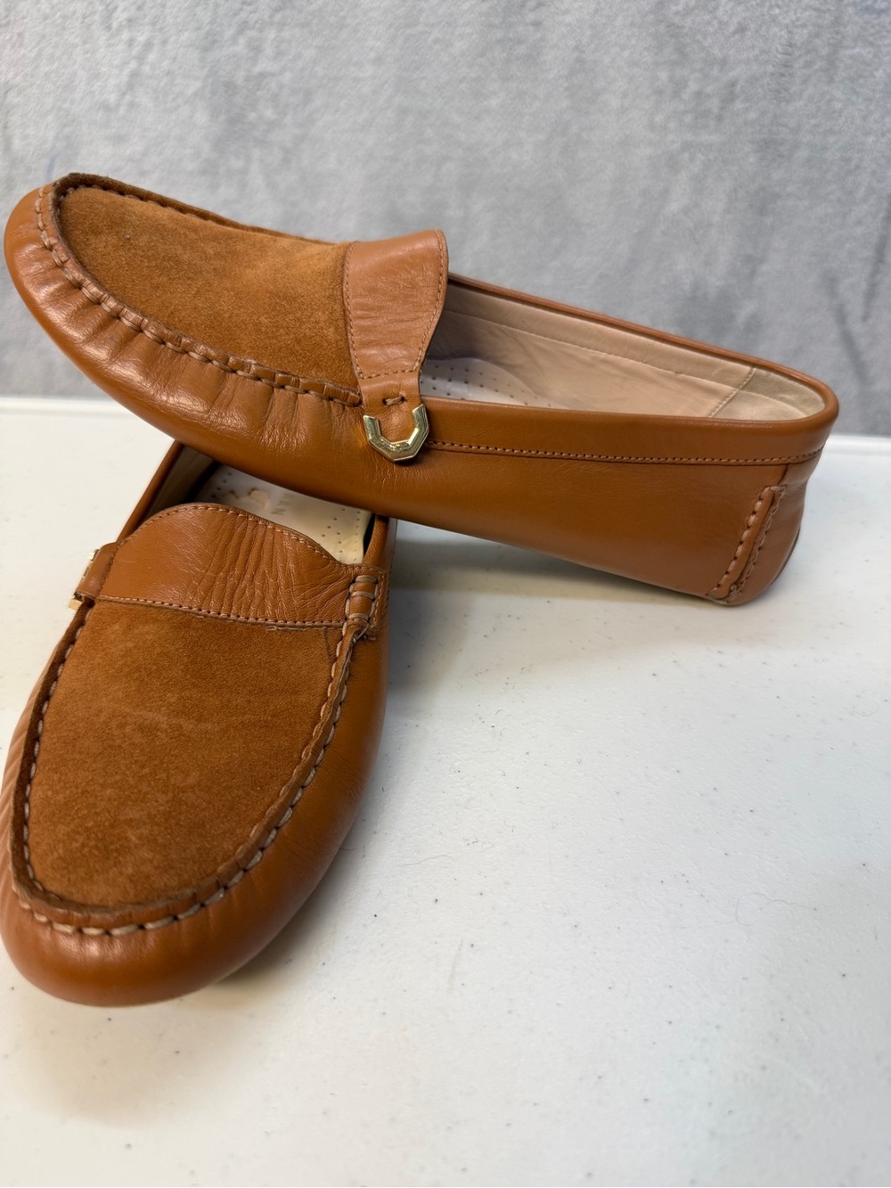 Cole Haan Loafers Womens Size 7 B Tan Leather Suede Penny Loafers Shoes